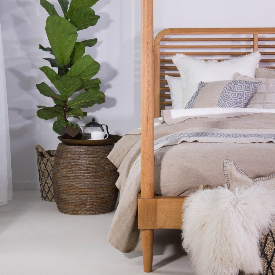 DRUM RATTAN STOOL + SIDE TABLE / 3 COLORS - Green Design Gallery