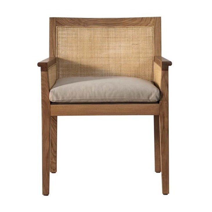 DUBAI ARMCHAIR | UPHOLSTERED SEAT | OAK + RATTAN - Green Design Gallery