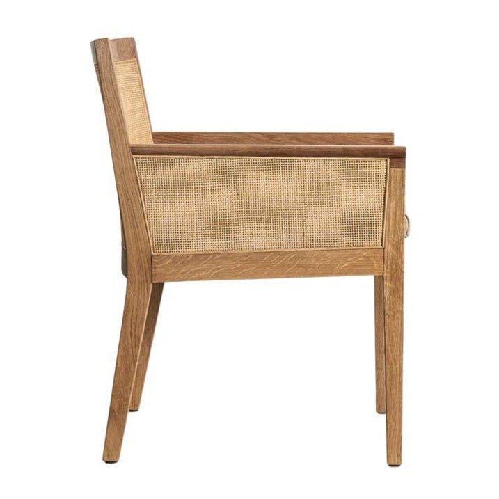 DUBAI ARMCHAIR | UPHOLSTERED SEAT | OAK + RATTAN - Green Design Gallery