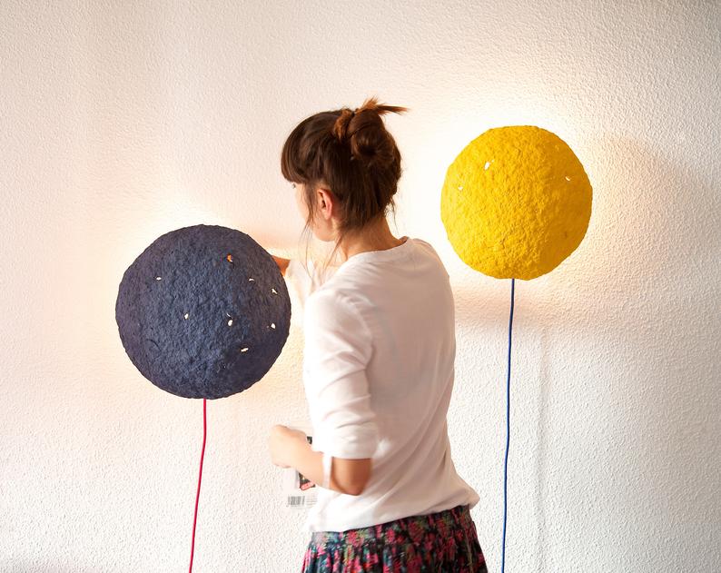 ECLIPSE SCONCE LAMP / RECYCLED PAPER / BLUE - Green Design Gallery