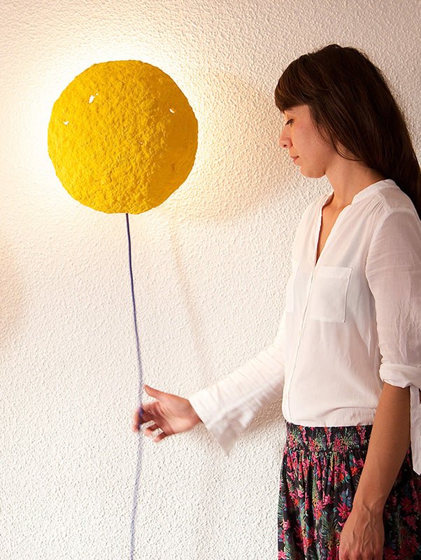 ECLIPSE SCONCE LAMP / RECYCLED PAPER / YELLOW - Green Design Gallery