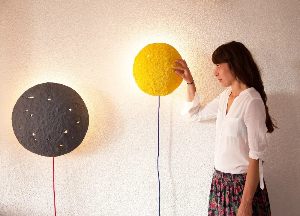 ECLIPSE SCONCE LAMP / RECYCLED PAPER / YELLOW - Green Design Gallery
