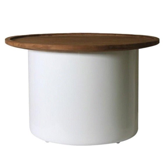 EDEN BARREL SIDE TABLE | WHITE + NATURAL - Green Design Gallery