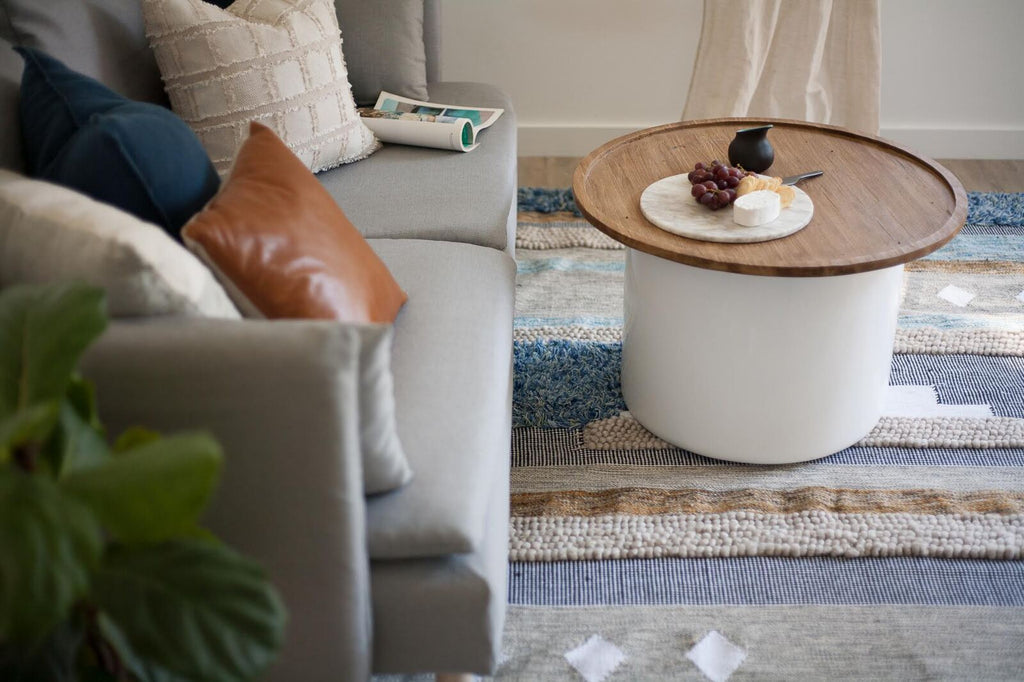 EDEN BARREL SIDE TABLE | WHITE + NATURAL - Green Design Gallery