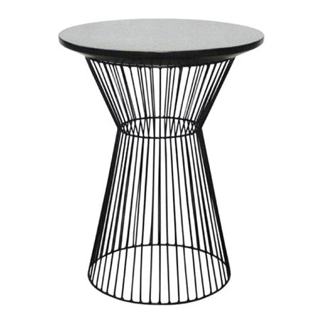 EDEN CAGE SIDE TABLE / CHARCOAL TEAK + BLACK METAL - Green Design Gallery