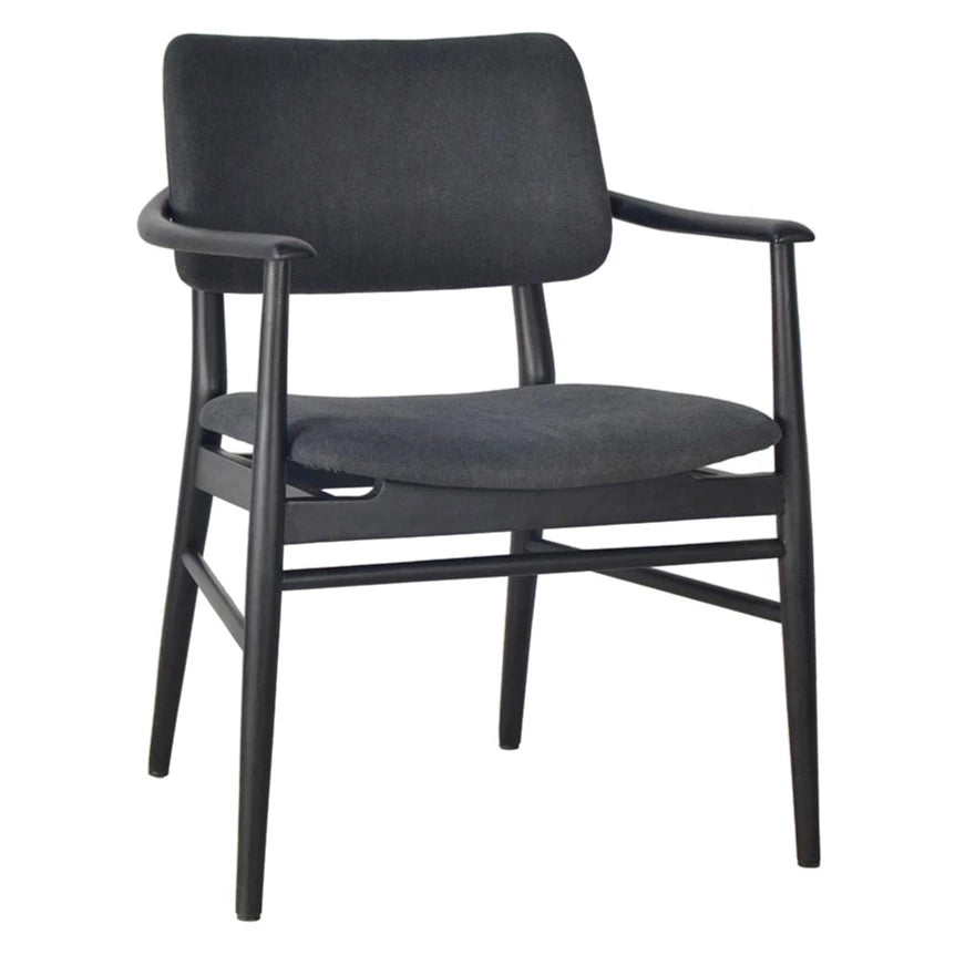 EVANDER UPHOLSTERED OAK ARMCHAIR | BLACK+CHARCOAL - Green Design Gallery