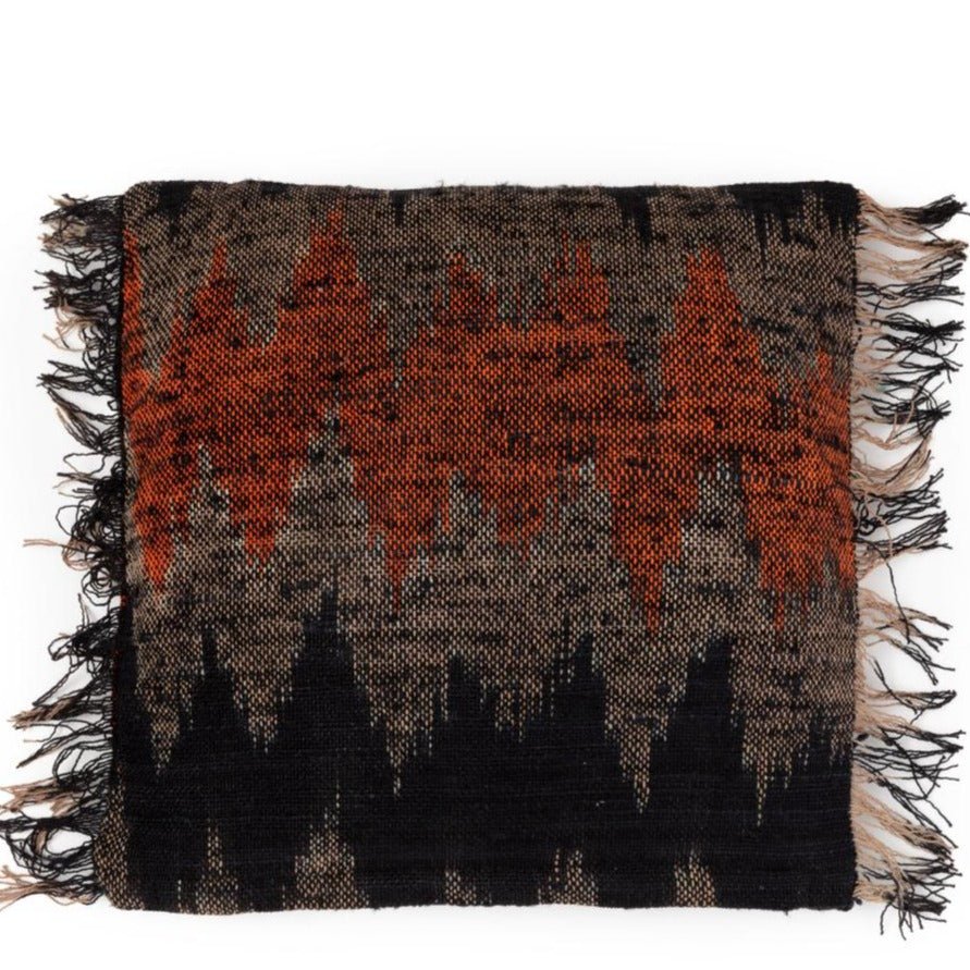 FAIR TRADE CUSHION COVER SQUARE | ORANGE+BLACK | 2 SIZES - Green Design Gallery