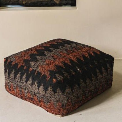 FAIR TRADE POUF | ORANGE+BLACK - Green Design Gallery