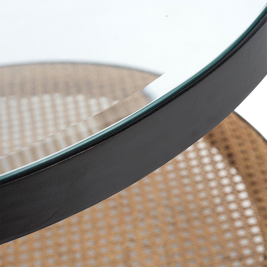 FLINT COFFEE TABLE | GLASS TOP | BLACK+NATURAL - Green Design Gallery