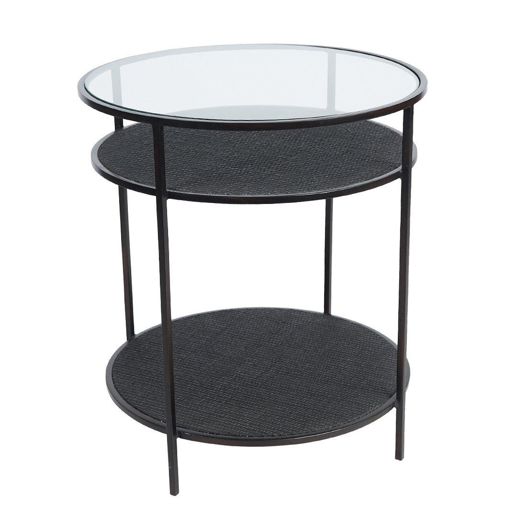 FLINT SIDE TABLE | GLASS TOP | BLACK - Green Design Gallery