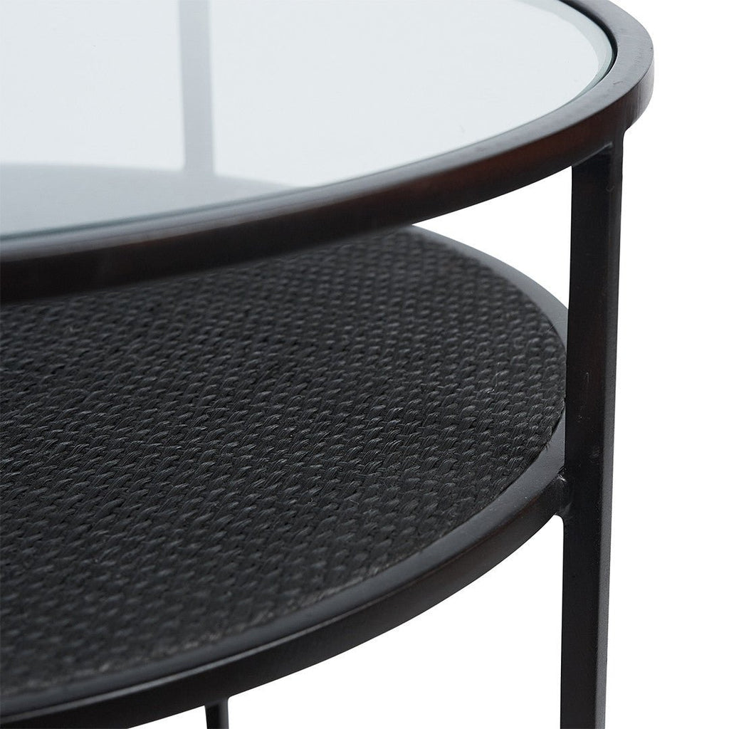 FLINT SIDE TABLE | GLASS TOP | BLACK - Green Design Gallery