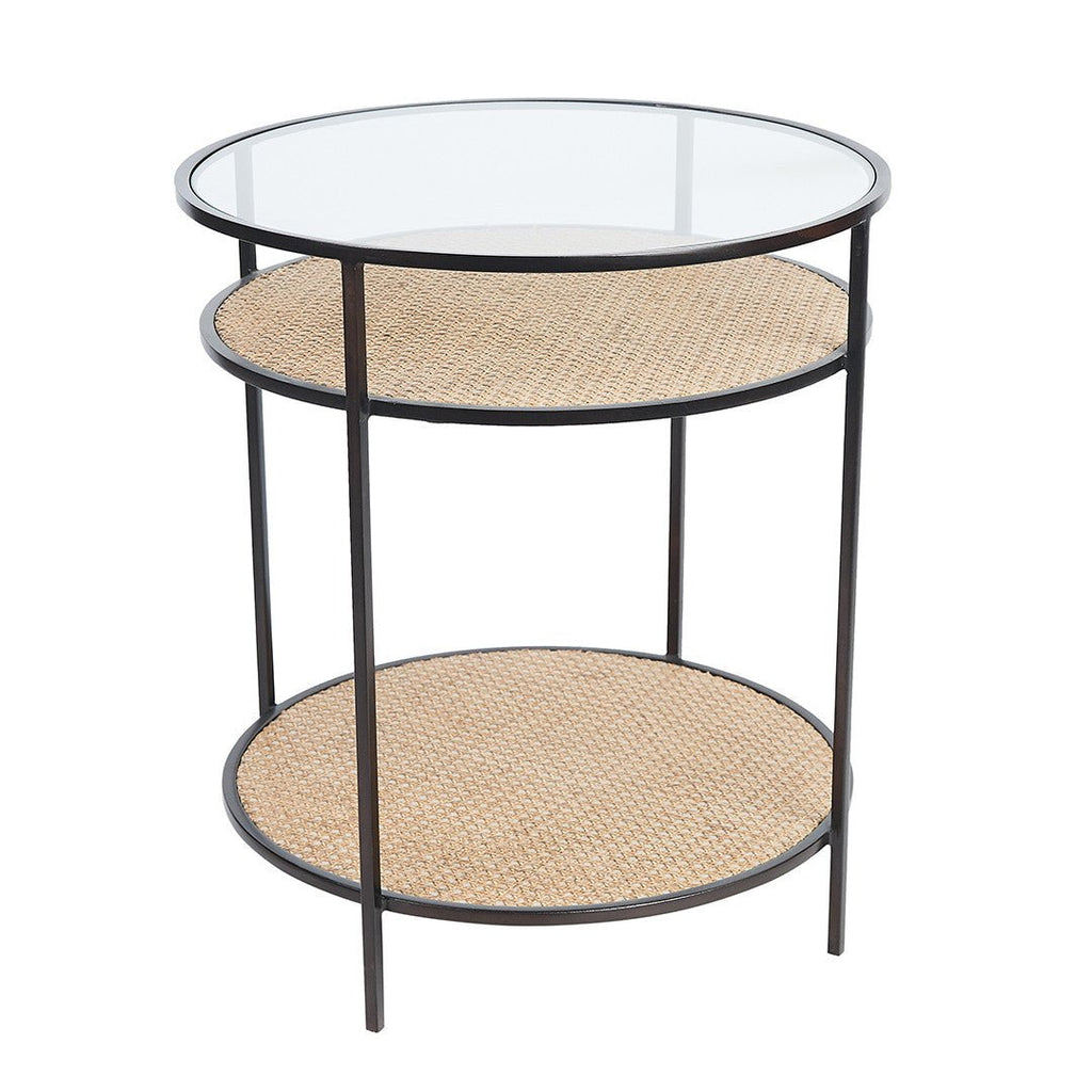 FLINT SIDE TABLE | GLASS TOP | BLACK+NATURAL - Green Design Gallery
