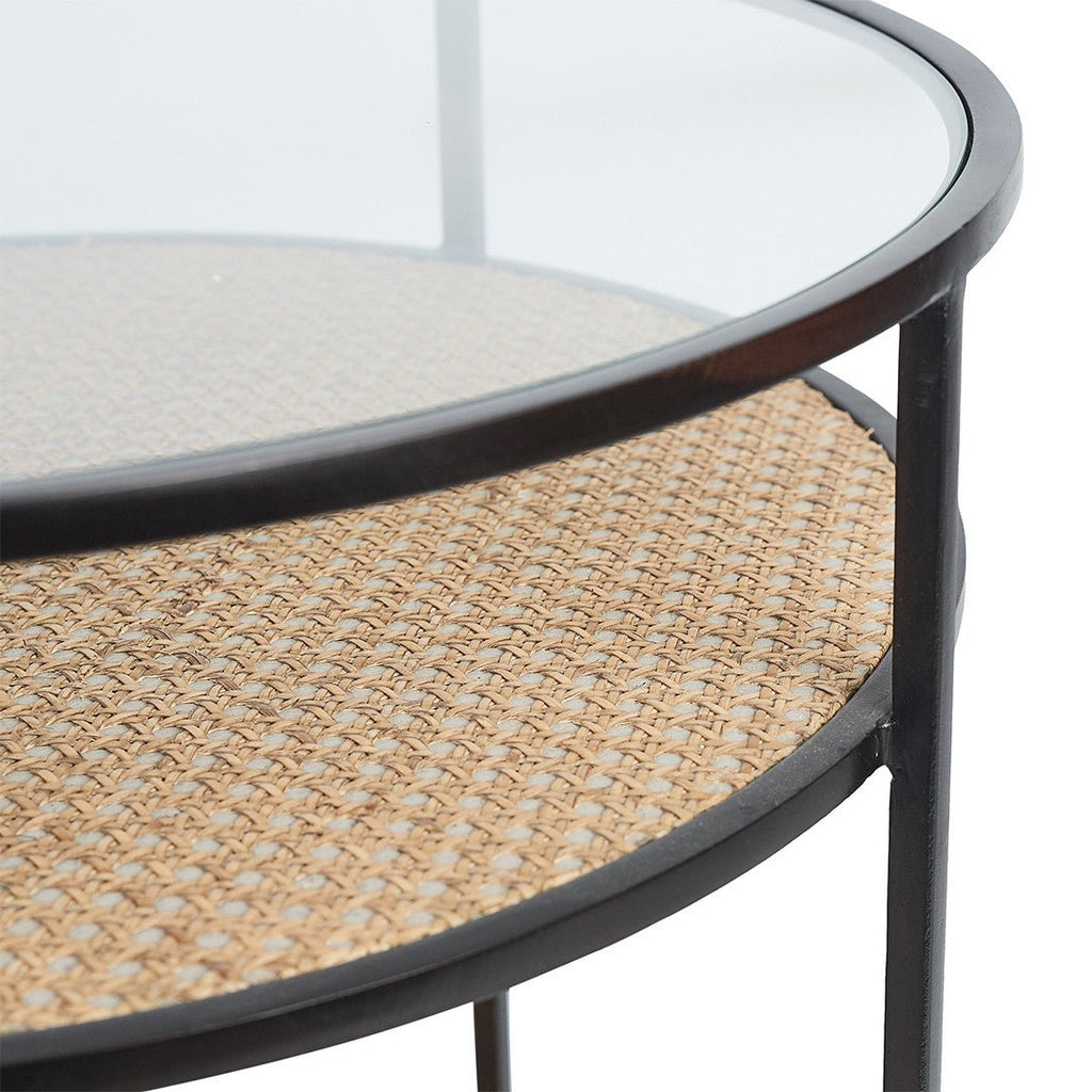 FLINT SIDE TABLE | GLASS TOP | BLACK+NATURAL - Green Design Gallery