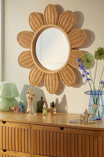 FLOWER POWER WALL MIRROR | NATURAL RATTAN - Green Design Gallery