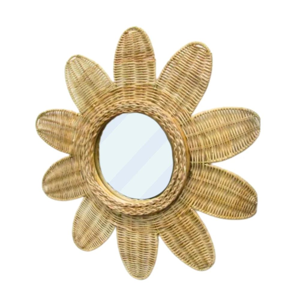 FLOWER POWER WALL MIRROR | NATURAL RATTAN - Green Design Gallery