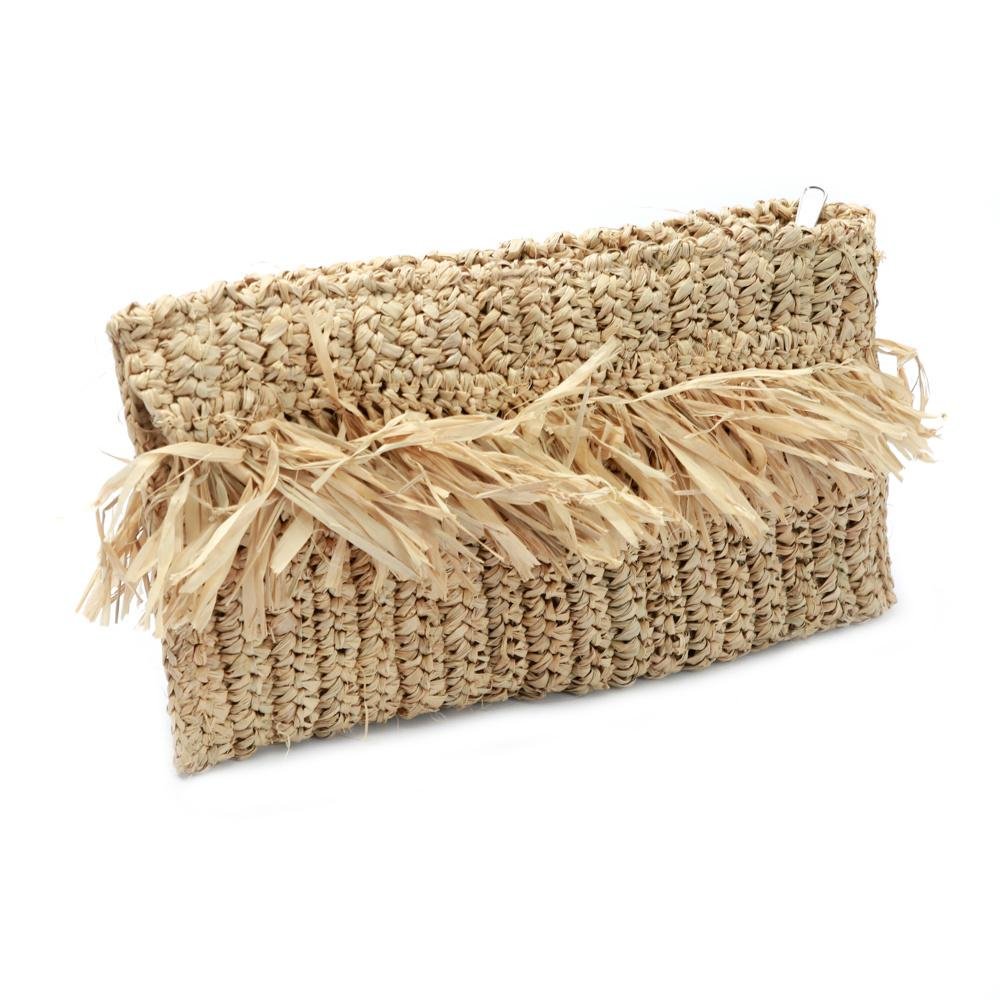 FRINGE RAFFIA CLUTCH | FAIR TRADE | NATURAL - Green Design Gallery