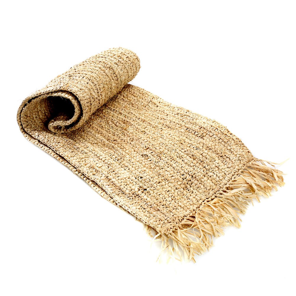 FRINGE RAFFIA TABLE RUNNER - Green Design Gallery