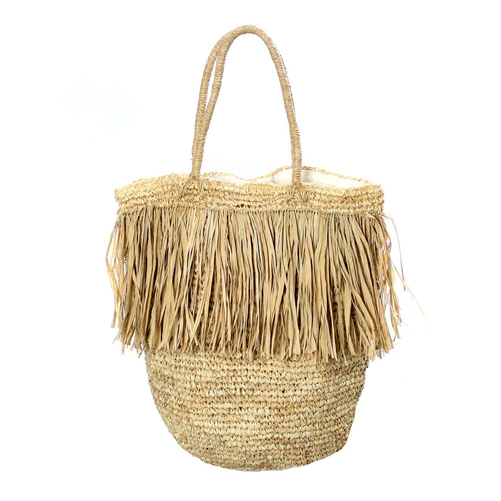 FRINGE RAFFIA TOTE - Green Design Gallery