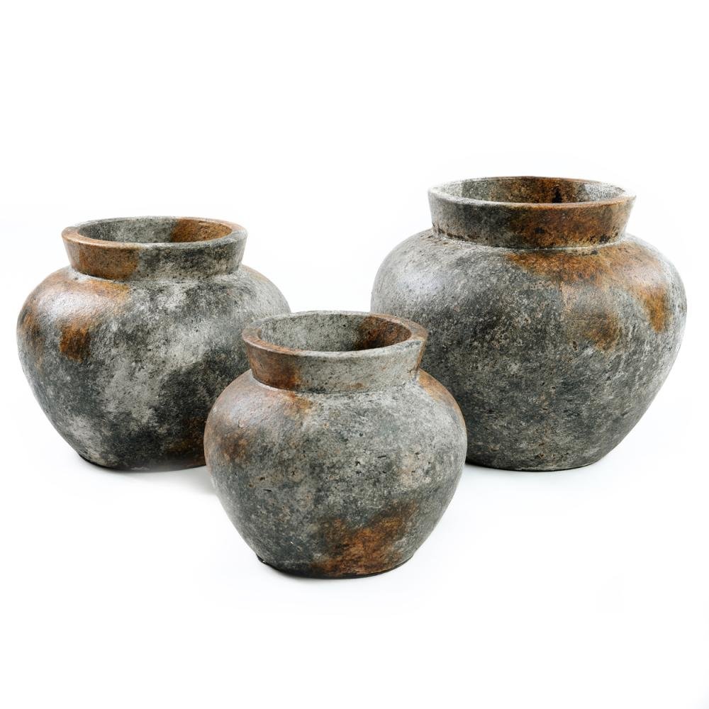 FUNKY TERRACOTTA VASE | ANTIQUE GREY | 3 SIZES - Green Design Gallery