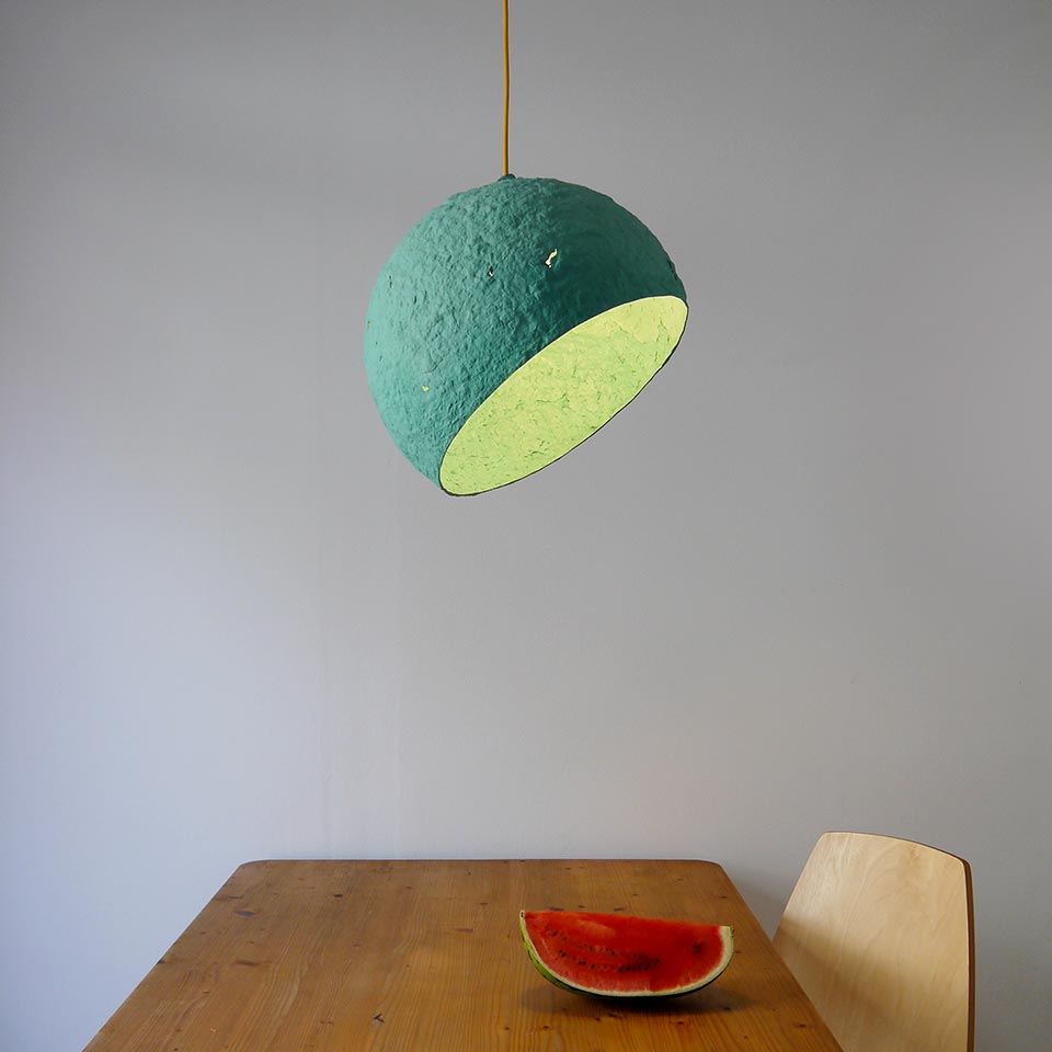 GLOBE PENDANT LAMP | PAPIER MACHÉ | 7 COLORS - Green Design Gallery