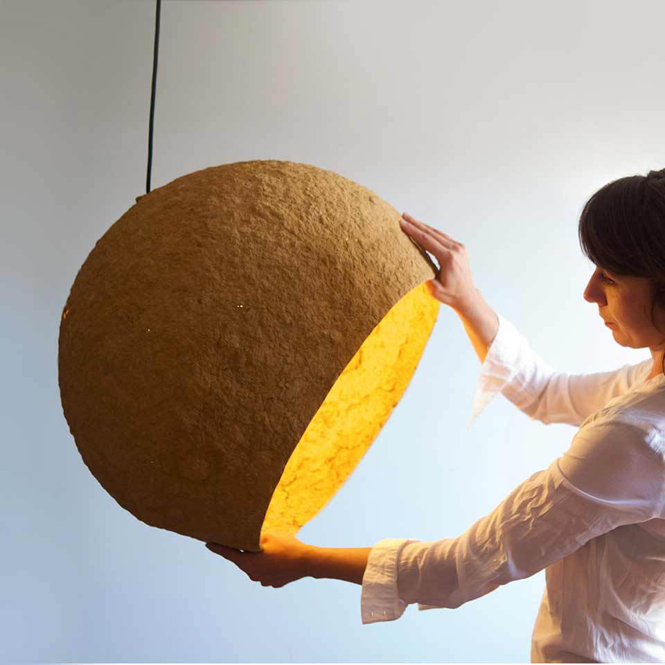 GLOBE PENDANT LAMP | PAPIER MACHÉ | 7 COLORS - Green Design Gallery