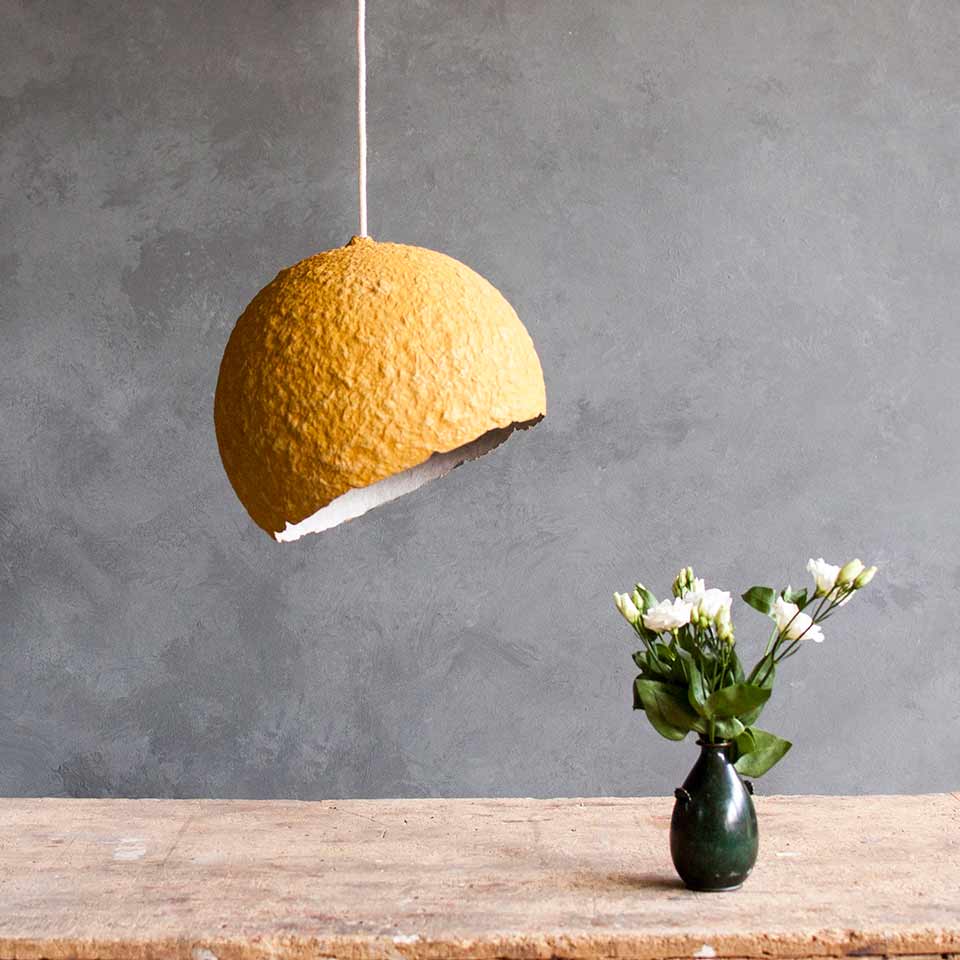 GLOBE PENDANT LAMP | PAPIER MACHÉ | 7 COLORS - Green Design Gallery