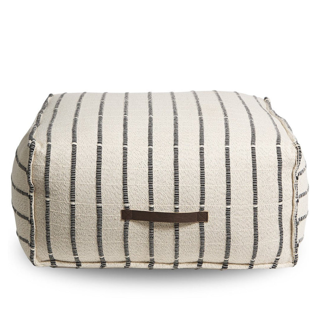 GRIFFITH OTTOMAN | RECYCLED MIX FIBRE | LEATHER HANDLE - Green Design Gallery