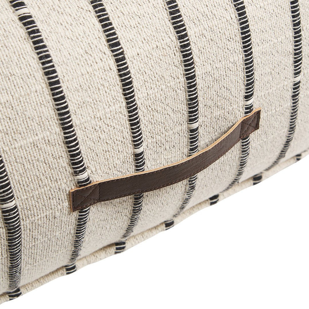 GRIFFITH OTTOMAN | RECYCLED MIX FIBRE | LEATHER HANDLE - Green Design Gallery