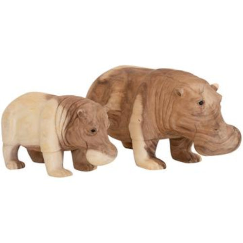 HANDCARVED HIPPO SCULPTURES | NATURAL (2 SIZES) - Green Design Gallery