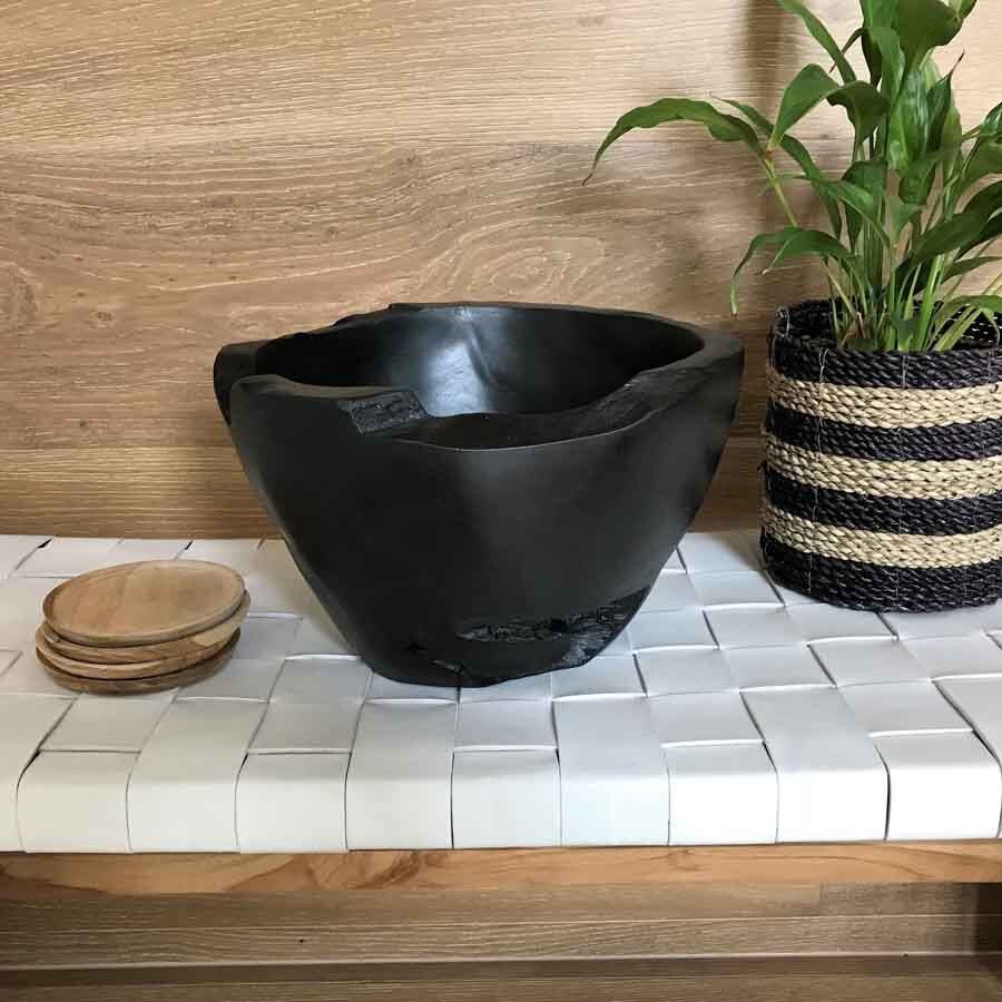 HANDCARVED SALAD BOWL | BLACK - Green Design Gallery