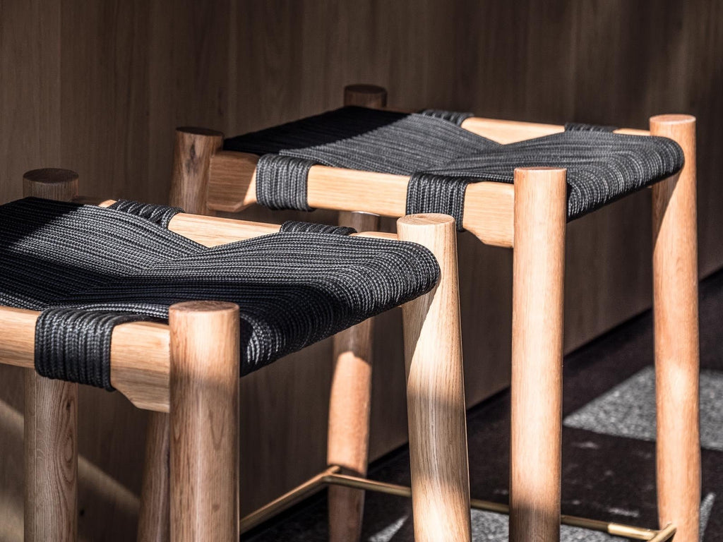 HENDRIX BARCHAIR / OAK + BLACK ROPE (KITCHEN + BAR HEIGHTS) - Green Design Gallery