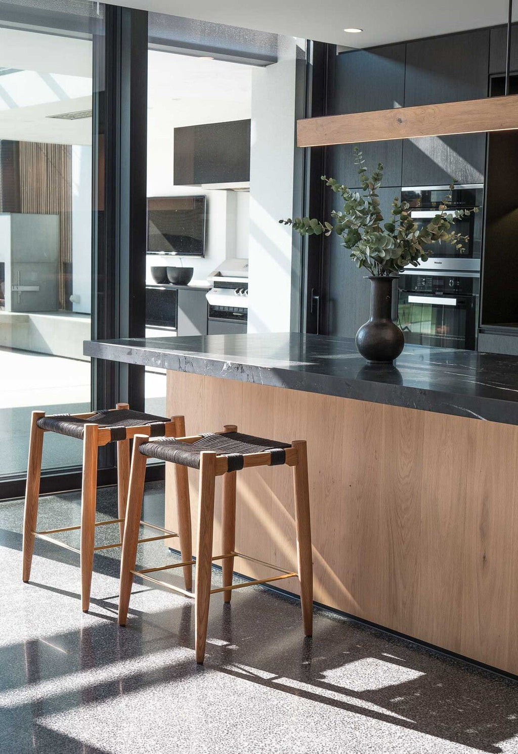 HENDRIX BARCHAIR / OAK + BLACK ROPE (KITCHEN + BAR HEIGHTS) - Green Design Gallery