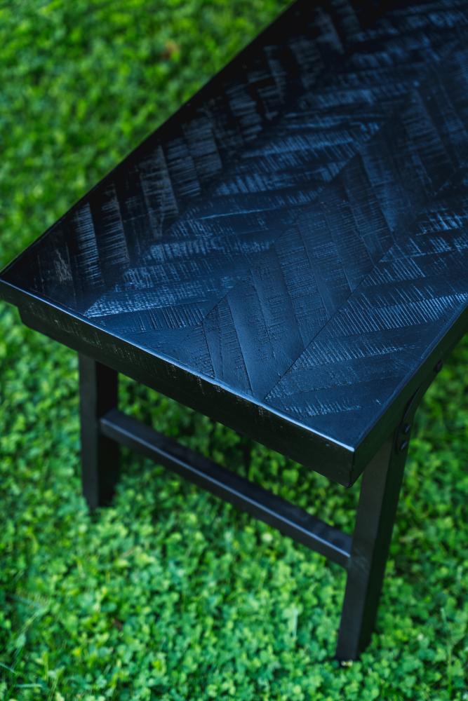 HERRINGBONE TEAK BENCH | BLACK | 2 SIZES - Green Design Gallery
