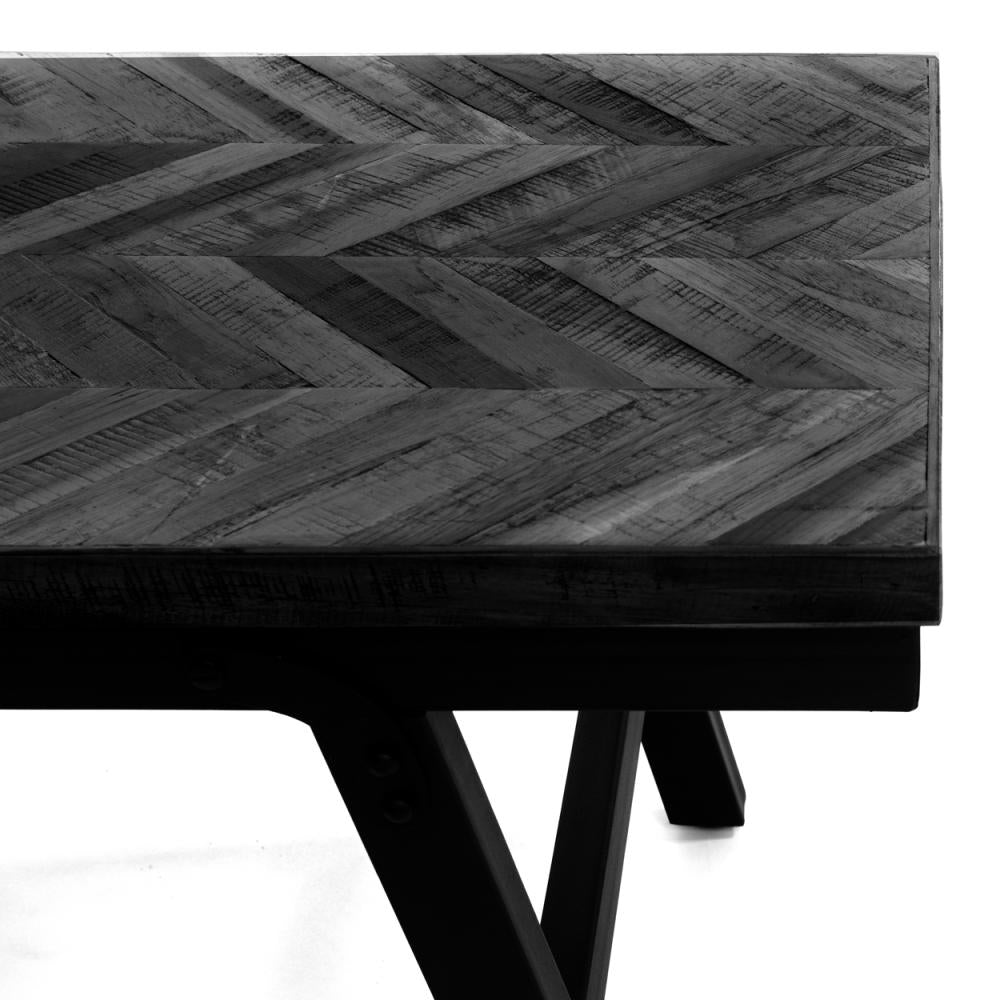HERRINGBONE TEAK BENCH | BLACK | 2 SIZES - Green Design Gallery