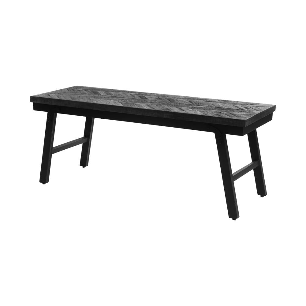 HERRINGBONE TEAK BENCH | BLACK | 2 SIZES - Green Design Gallery