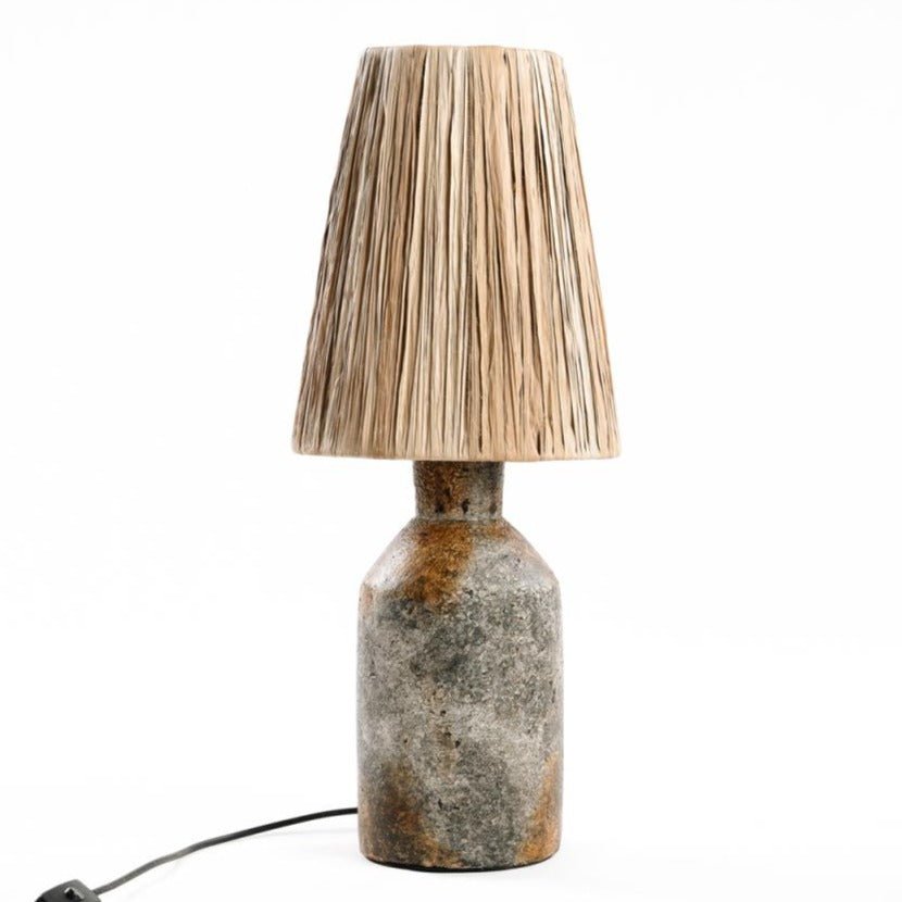 ITHAKA TABLE LAMP | ANTIQUE GREY + NATURAL - Green Design Gallery