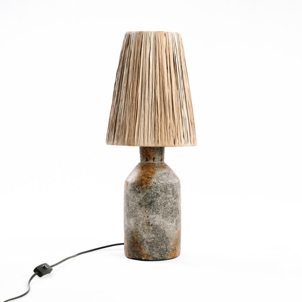 ITHAKA TABLE LAMP | ANTIQUE GREY + NATURAL - Green Design Gallery