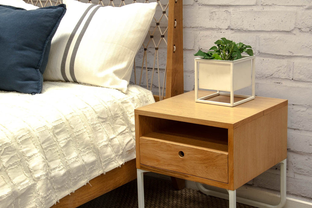 JAYDEN (BED)SIDE TABLE / WHITE FRAME - Green Design Gallery