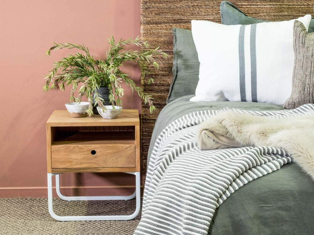 JAYDEN (BED)SIDE TABLE / WHITE FRAME - Green Design Gallery