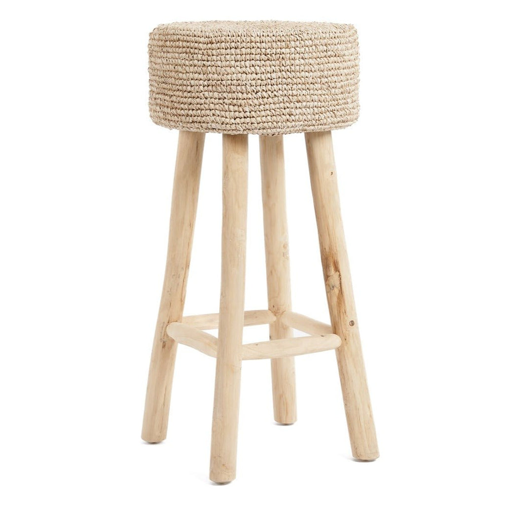 JUNO TALL STOOL | RECLAIMED TEAK +RAFFIA | IN-OUTDOORS - Green Design Gallery