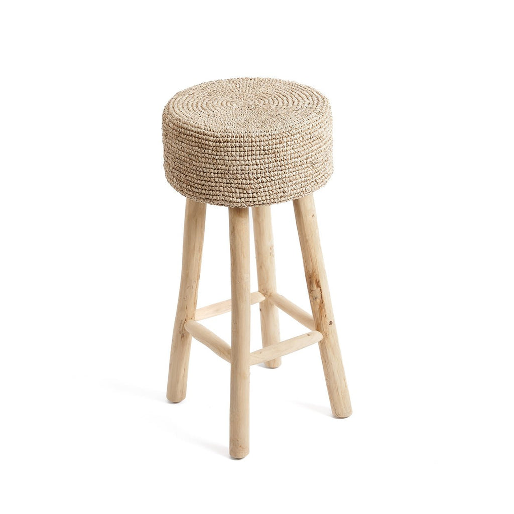 JUNO TALL STOOL | RECLAIMED TEAK +RAFFIA | IN-OUTDOORS - Green Design Gallery