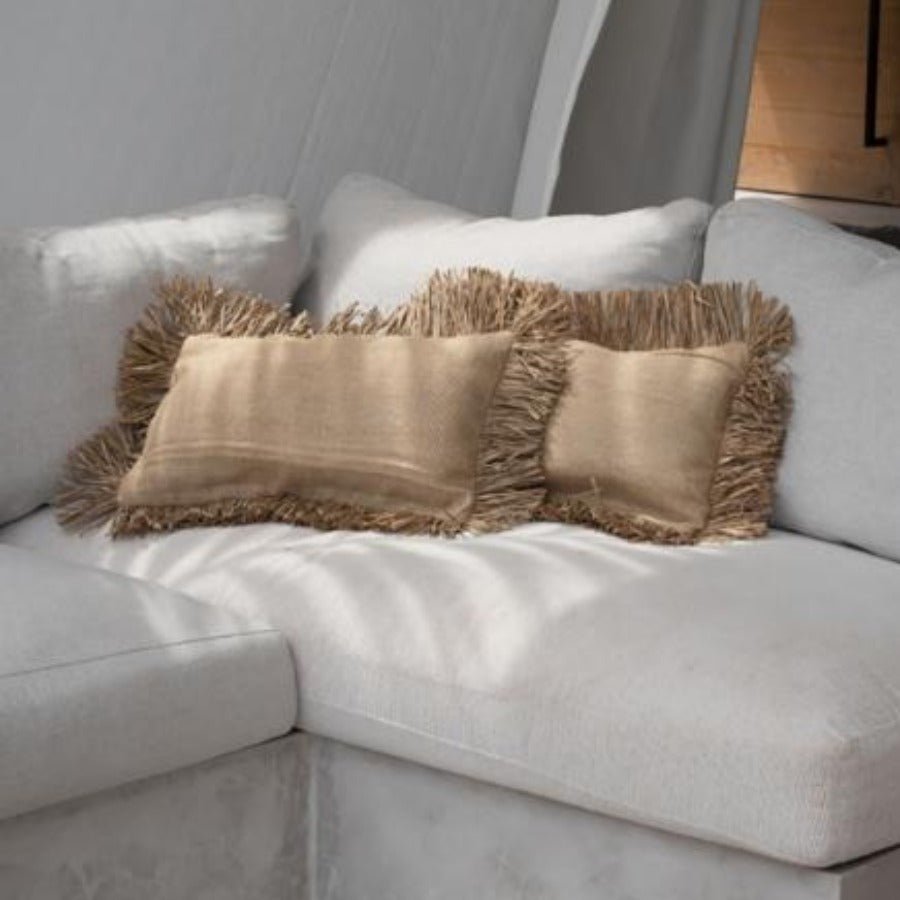 JUTE BONITA RECTANGULAR CUSHION COVER | NATURAL - Green Design Gallery