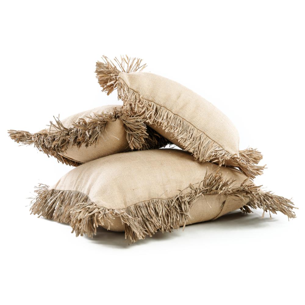 JUTE BONITA SQUARE CUSHION COVER | NATURAL | 2 SIZES - Green Design Gallery