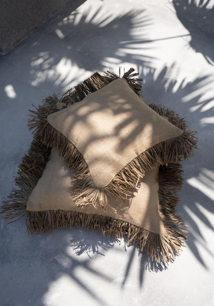 JUTE BONITA SQUARE CUSHION COVER | NATURAL | 2 SIZES - Green Design Gallery