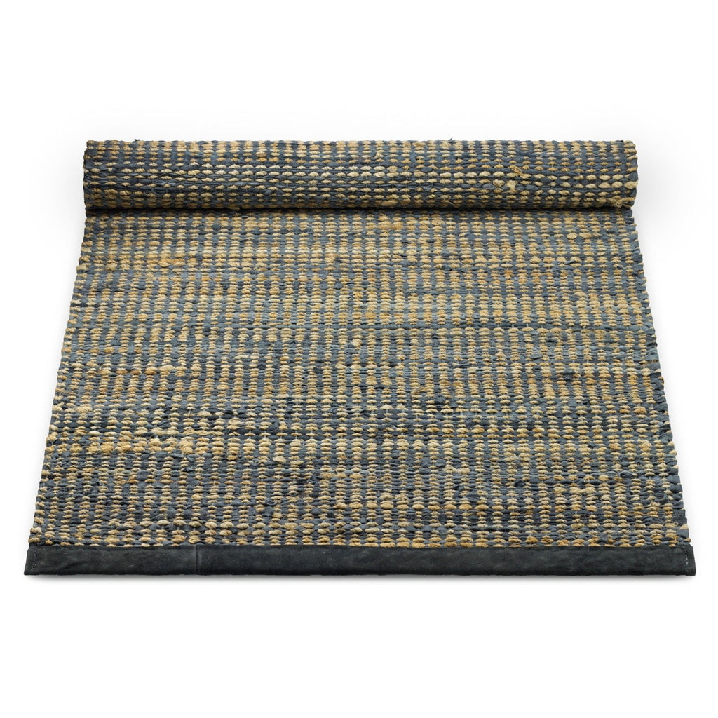 Jute + Leather Rug | Graphite (3 Sizes) - Green Design Gallery