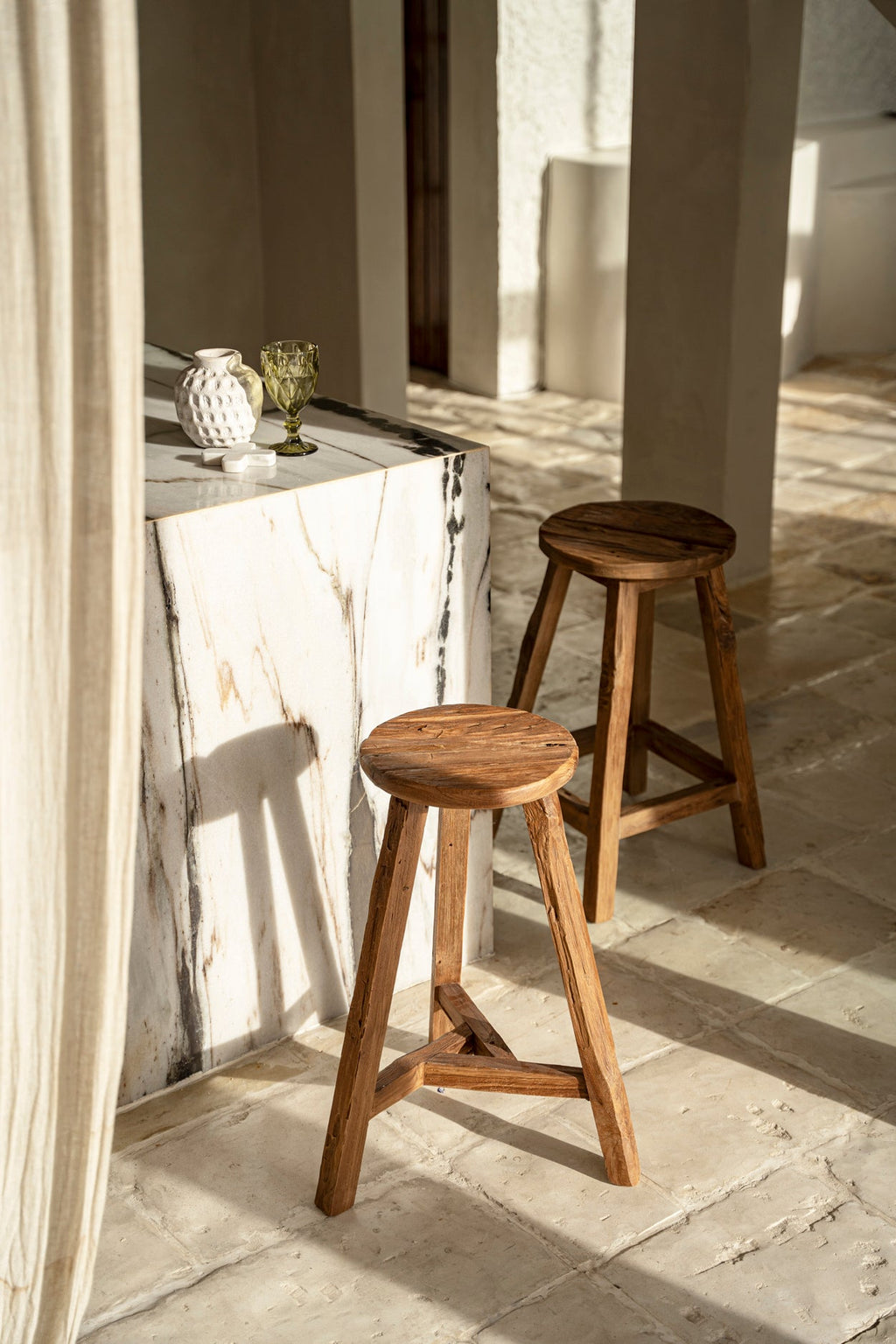 KABUKI BAR STOOL | RECLAIMED TEAK - Green Design Gallery