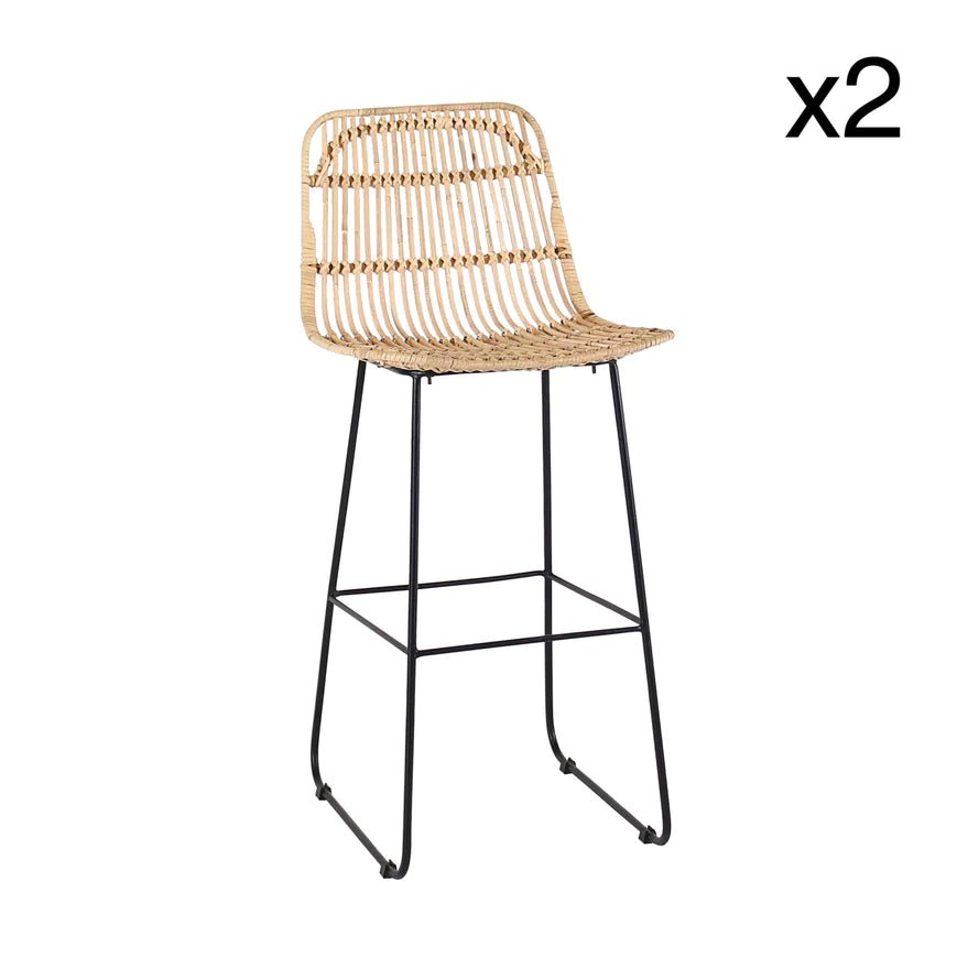 KAIKURA BARCHAIR | NATURAL RATTAN | SET 0F 2 - Green Design Gallery
