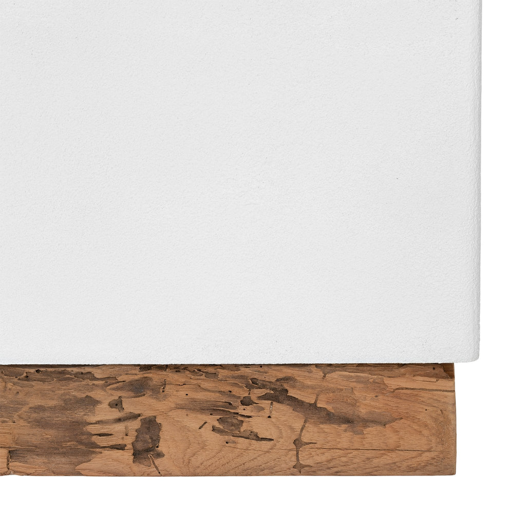 KAYA LUXE SIDE TABLE | WHITE RESIN + RECLAIMED TEAK (IN-OUTDOORS) - Green Design Gallery