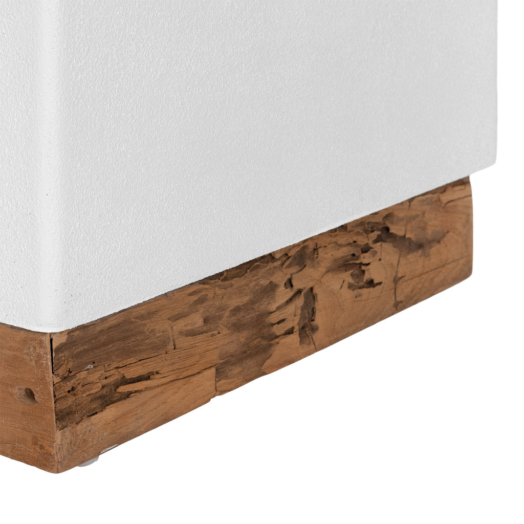KAYA LUXE SIDE TABLE | WHITE RESIN + RECLAIMED TEAK (IN-OUTDOORS) - Green Design Gallery
