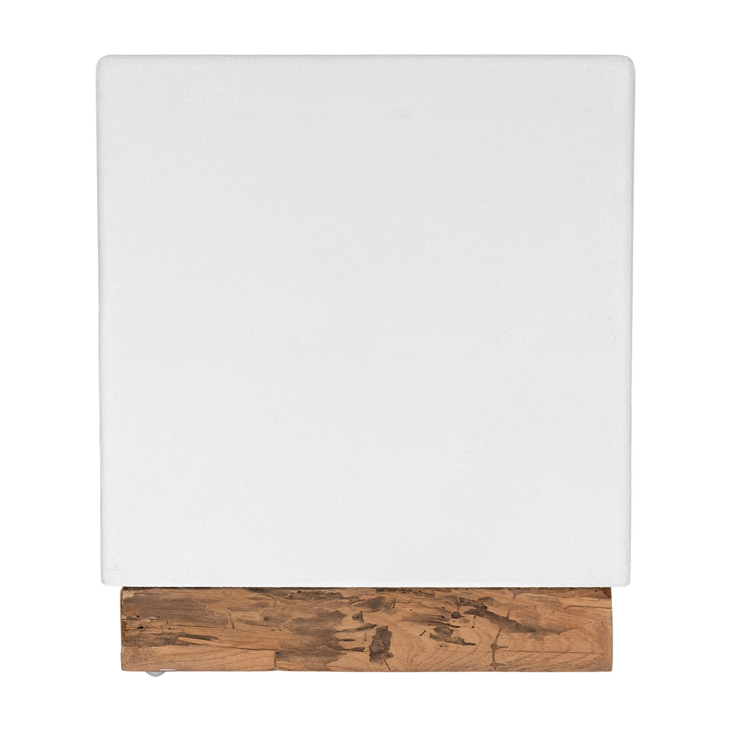 KAYA LUXE SIDE TABLE | WHITE RESIN + RECLAIMED TEAK (IN-OUTDOORS) - Green Design Gallery